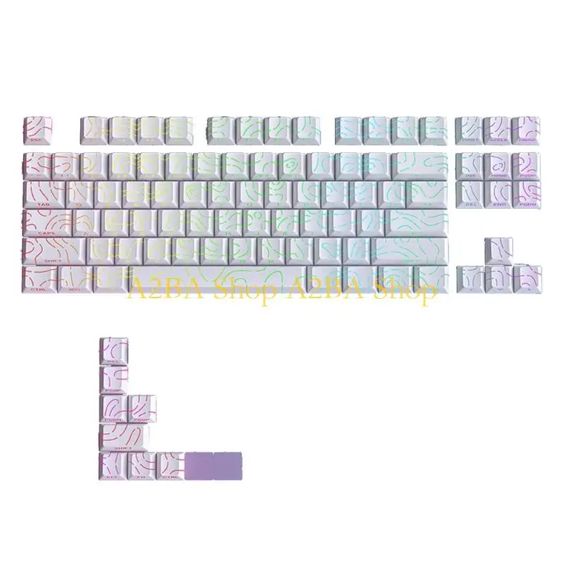 A2BA Ergonomic PBT Keycaps Set For 97 Layout Offering Side Print Characters And Finger Feel Keycap