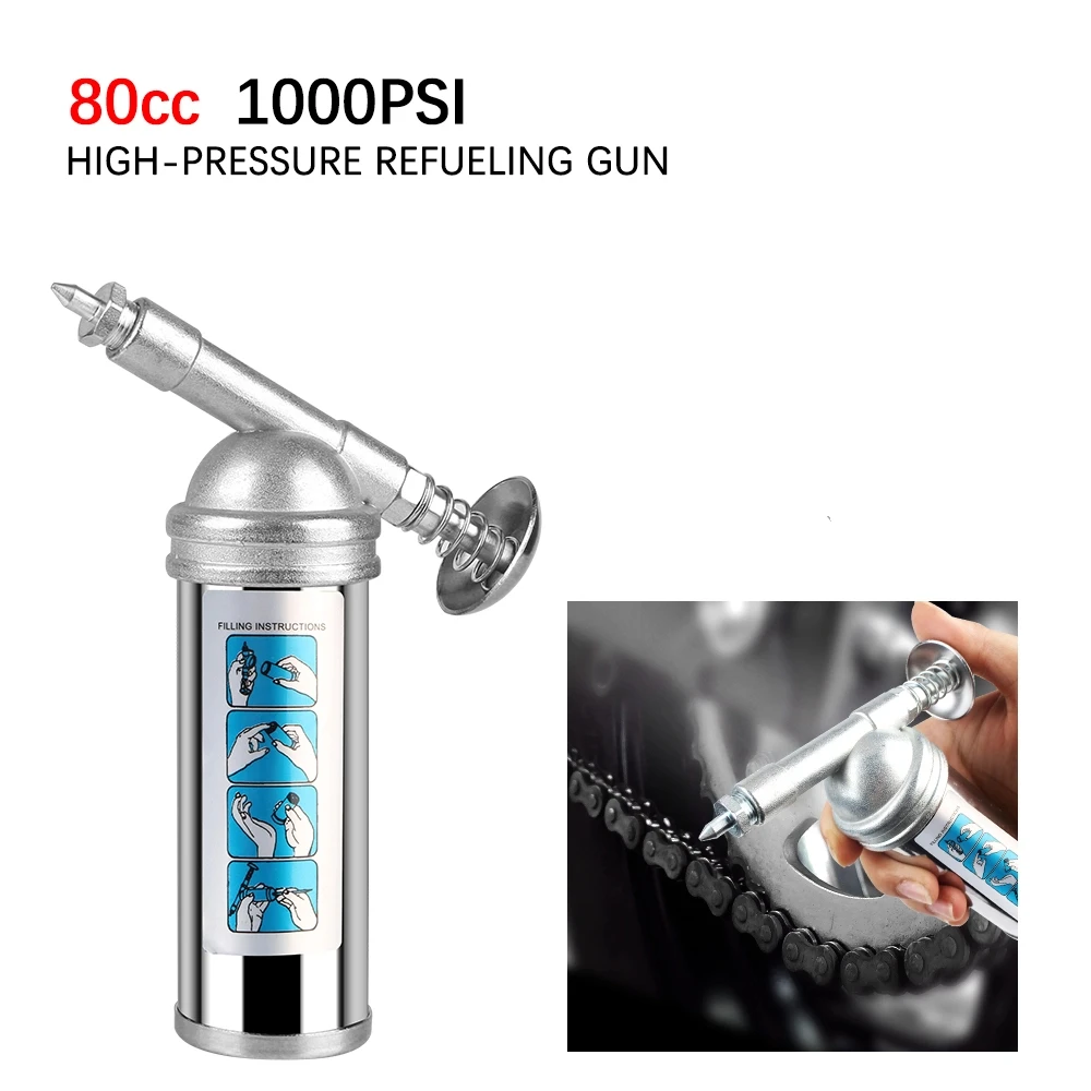 Alloy Mini Grease Gun 80cc Capacity 1000PSI Output Pressure Oiler Hand Tool Auto Accessories Machine Handheld
