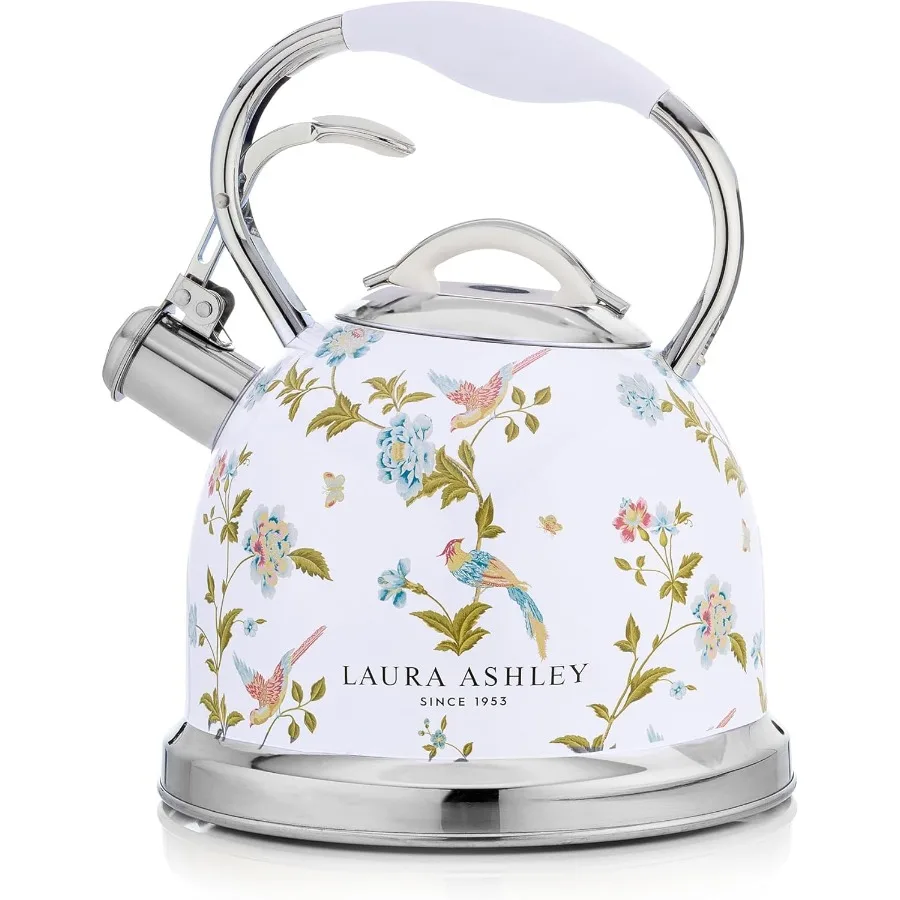 

VQ Elveden White 3L Stainless Steel Tea Kettle Stovetop Whistling Teapot for Induction Gas Hob or others with Silicon Coated Co