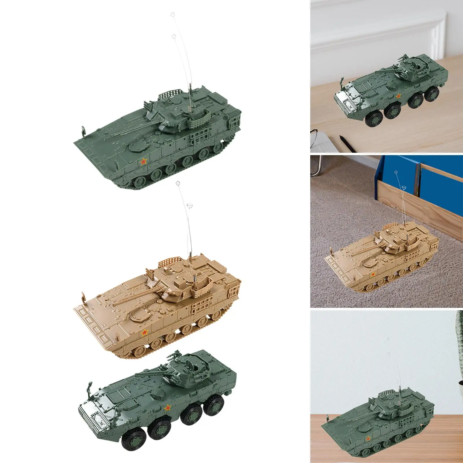 1/72 Armored Tank Model Rotation Fort Education Toy Miniature Chariot Model for