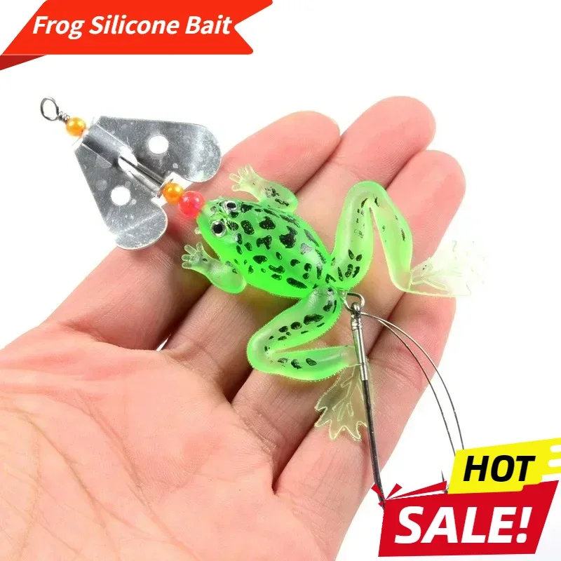 

EASYFISH Fishing Soft Lure 9cm 6.2g Frog Silicone Bait Spinner Squid Thunder Frog Jig Spoon Trolls Soft Bait Sea Ice Fishing