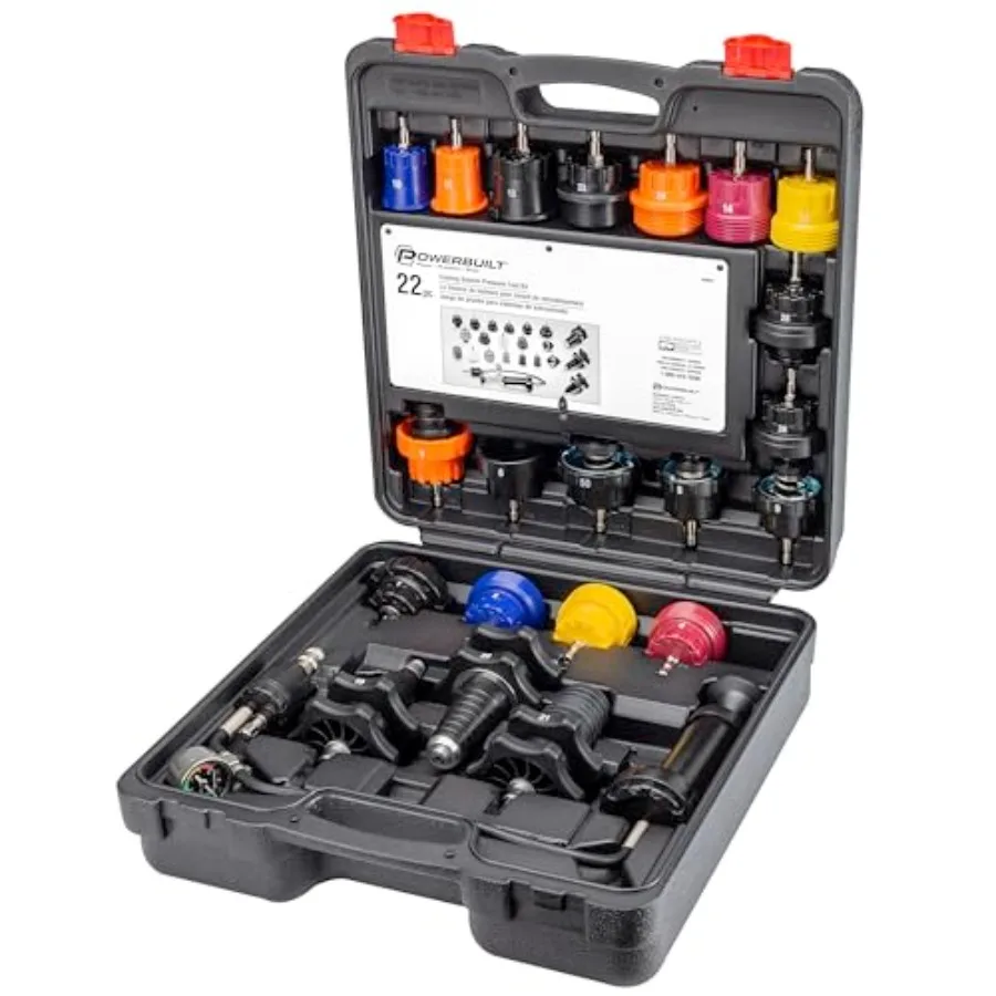 

Cooling System Prure Tool Kit, Service and Leak Detection for Cars and Trucks, Coolant Adapters, Storage Case 940427