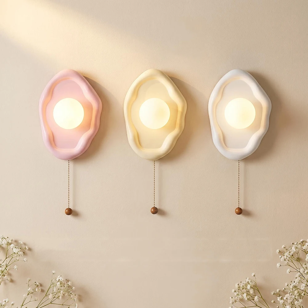 Cream White Pink Yellow Cloud Wall Lamps With Switch Plaster Wall Light for Bedroom Bedside Kids Baby Children's Room Wall Lamp