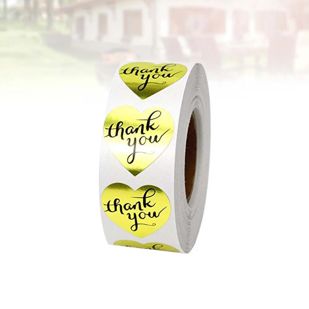 

500Pcs Cartoon Heart Stickers Roll Thank You Labels for Holiday Birthday Festival Party Decoration Cartoon Sticker Rolls