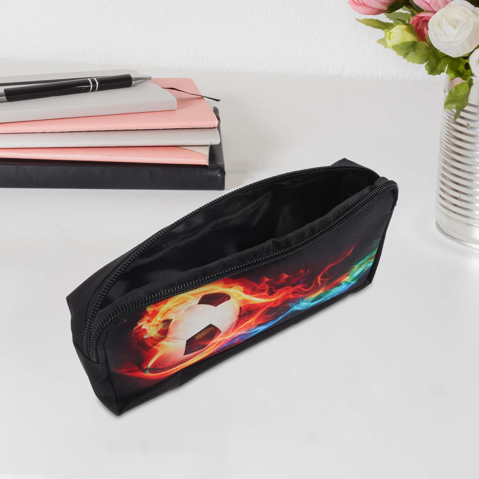 Printing Primary School Student Stationery Bag Travel Pencil Cases for Boys Japanese Polyester Makeup Brush Football Pouch