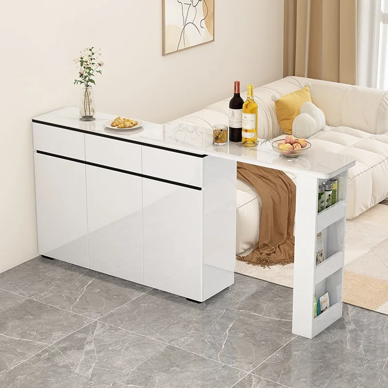 Modern minimalist bar counter, sideboard, integrated dining table against the wall, multifunctional small apartment extendable s