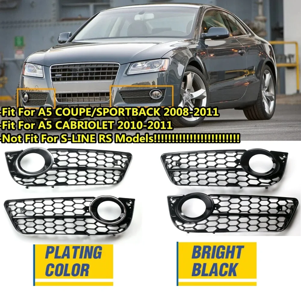 

Fog Light Cover For Audi A5 Coupe/Sportback 2008-11 Cabriolet 2010-2011 Car Front Bumper Fog Light Lamp Grille Grill Cover Mesh