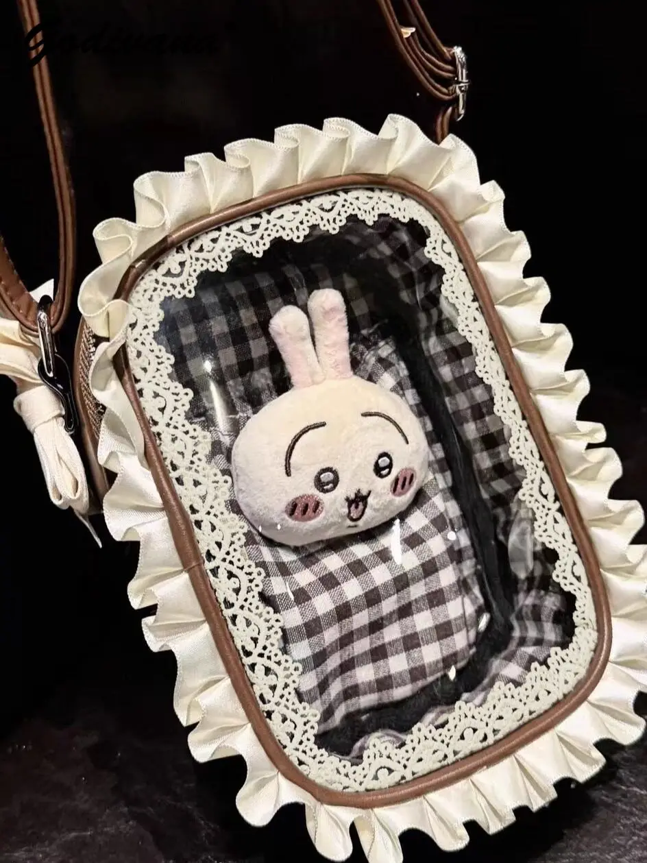2‑In‑1 Mini Itabag Crossbody Bag For 10‑15cm Cotton Plush Doll Transparent Window Doll Carrying Pouch Women Phone Shoulder Bag