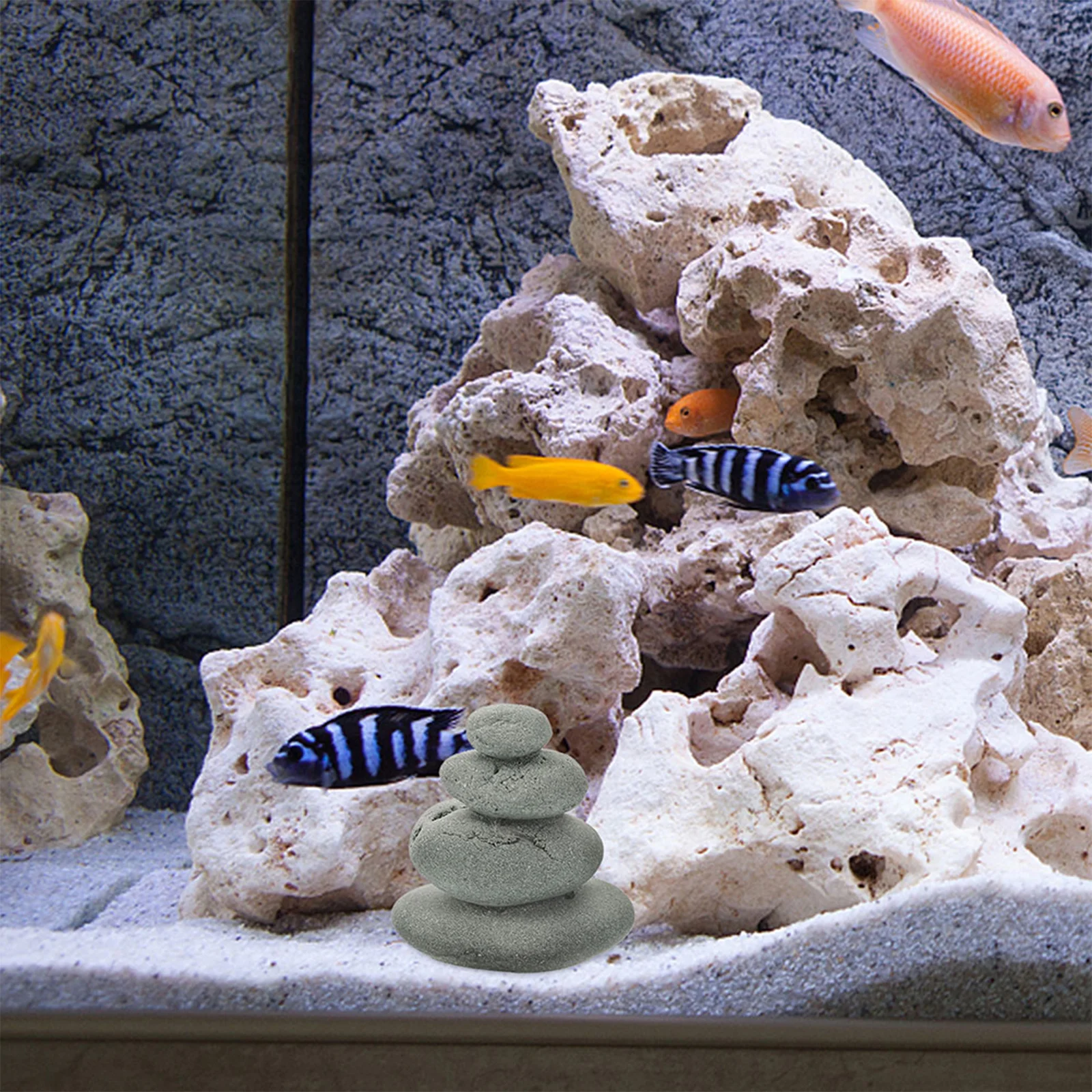 

1pc Simulation Rockery Stone Decor With Wooden Display Base For Craft, Micro Landscape Accessory, Zen Garden Home