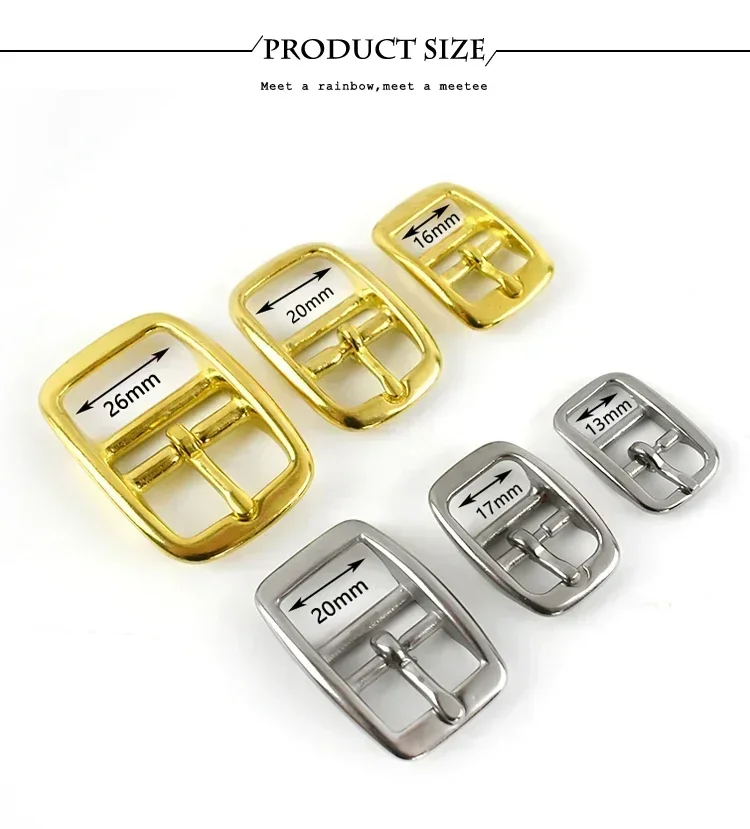 2/5Pcs Solid Brass Belt Buckle 304 Stainless Steel Bag Pin Buckles Adjuster Waistband Slider Clasp DIY Leather Craft Accessories