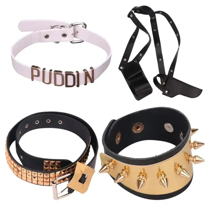 Disfraces de cosplay de Harley Quinn del Escuadrón Suicida, camiseta de Halloween para niñas adultas, pantalones, chaqueta con brazalete, cinturón con peluca, traje de Año Nuevo