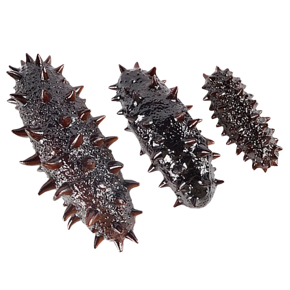 3 Pcs Simulation Sea Cucumber Model PVC Seal Slug Cognitive Props Gift Idea Seafood Display Artificial