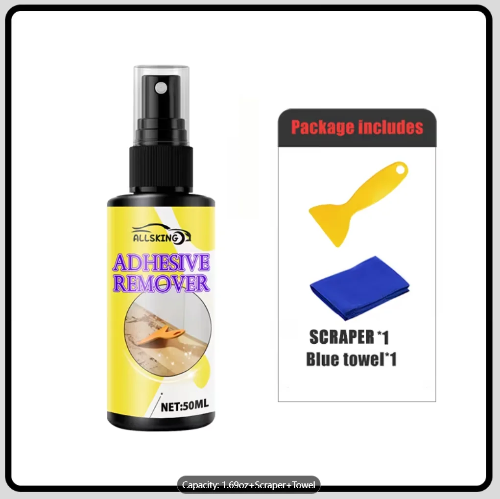 Instant Adhesive & Sticker Remover Spray, 50ML, Safe for Car Paint & Glass, Remove Glue Residue Easily