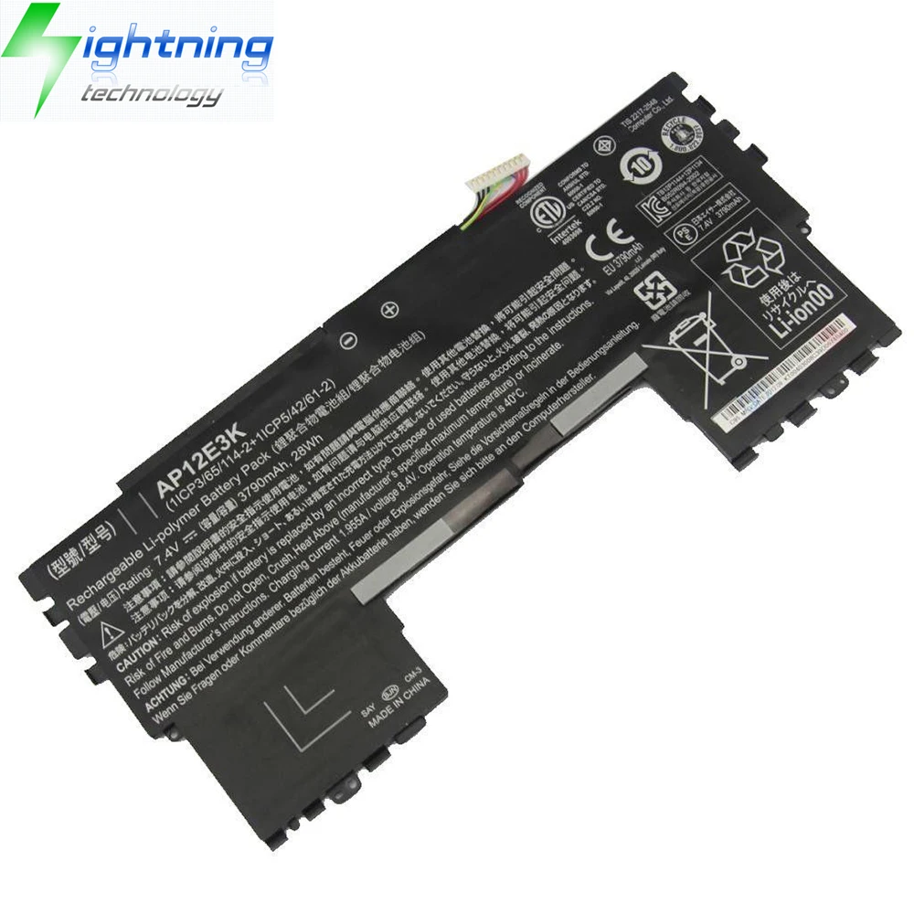 Imagem -02 - Nova Bateria Original Genuína Ap12e3k 7.4v 28wh para Acer Aspire s7 S7191 Ultrabook 11 Polegadas Série