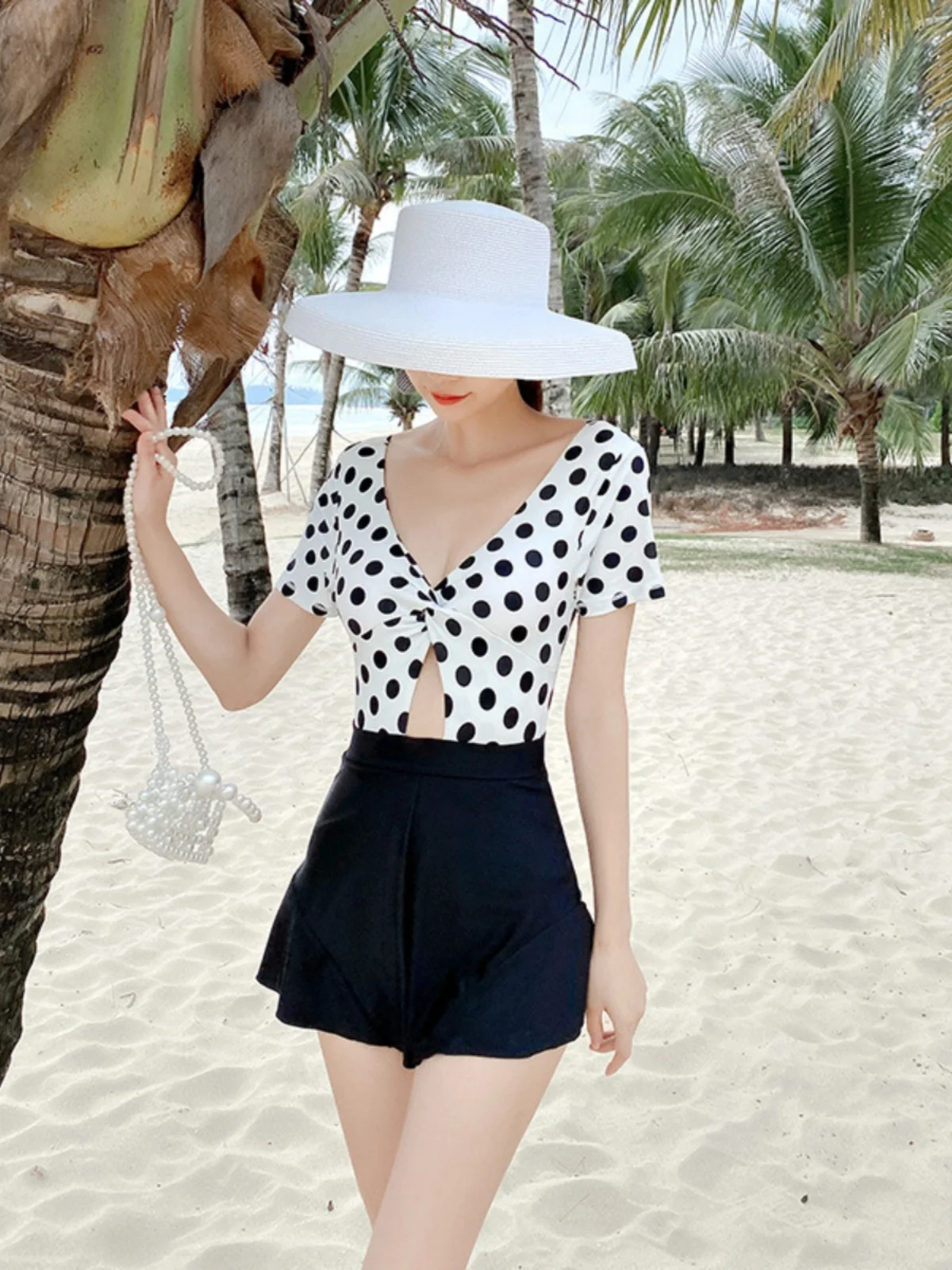 Damen-High-End-Einteiler-Badeanzug, Thermo-Frühlings-Schlankheits-Bauchbedeckung, flacher Ins, sexy Badeanzug