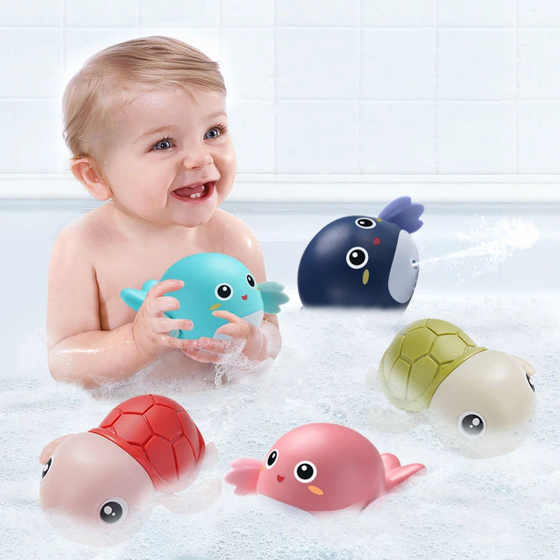 Classic Baby Bath Toys Chain Clockwork Cute Cartoon Animal Turtles Dolphin Children Bathroom Beach Kids Water Playing Toys