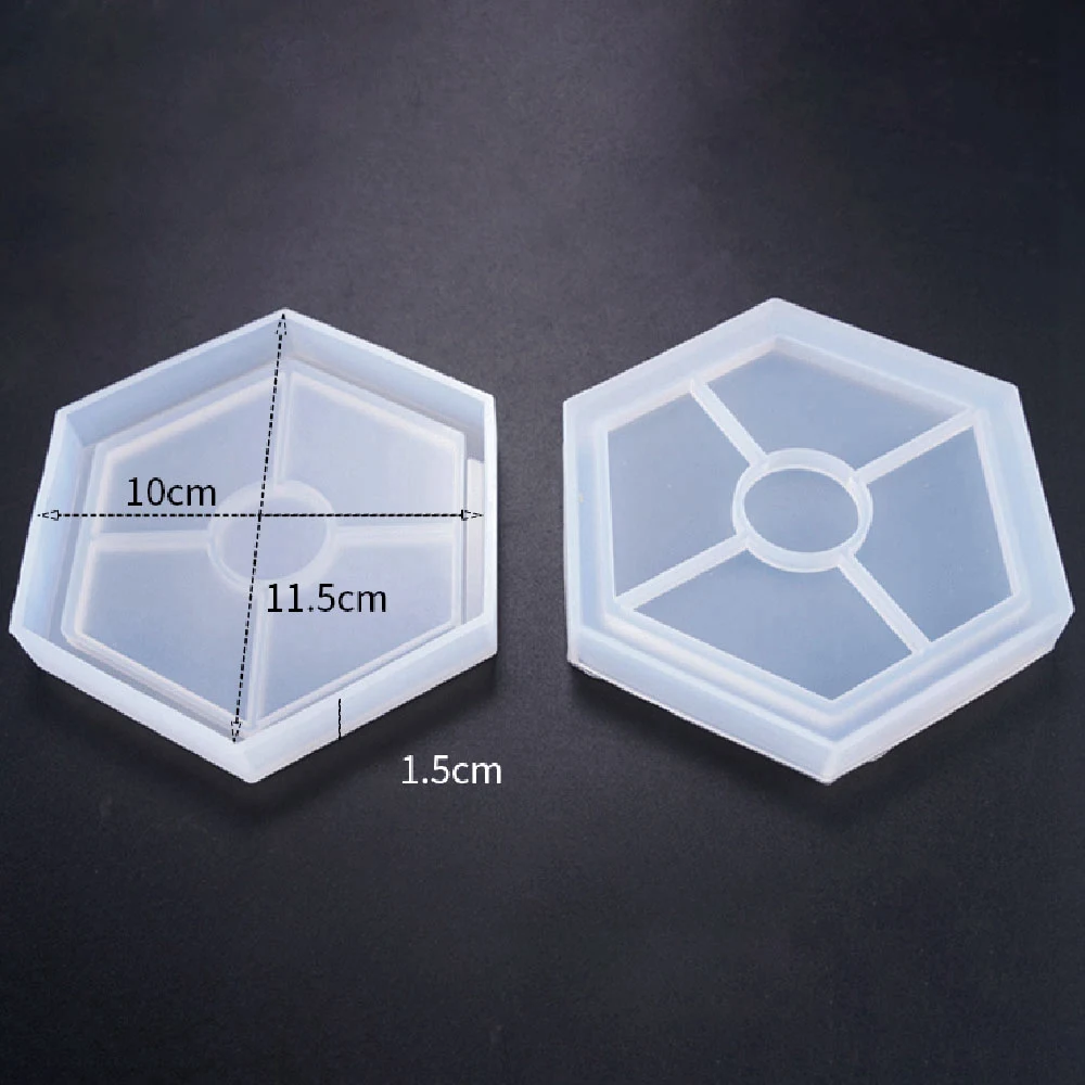 

A98E-4 упаковки шестигранных силиконовых форм для подставок, прозрачные эпоксидные формы и 4 упаковки большой круглых силиконовых форм для подставок «сделай сам»