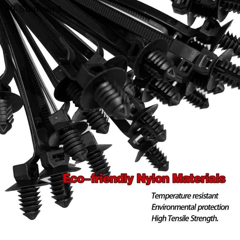 【Sum3】160Pcs Car Wire Harness Fastener Tie Wrap Cable Clamp Clips Cable Ties Management Wire Organizers for Auto Corrugated Pipe