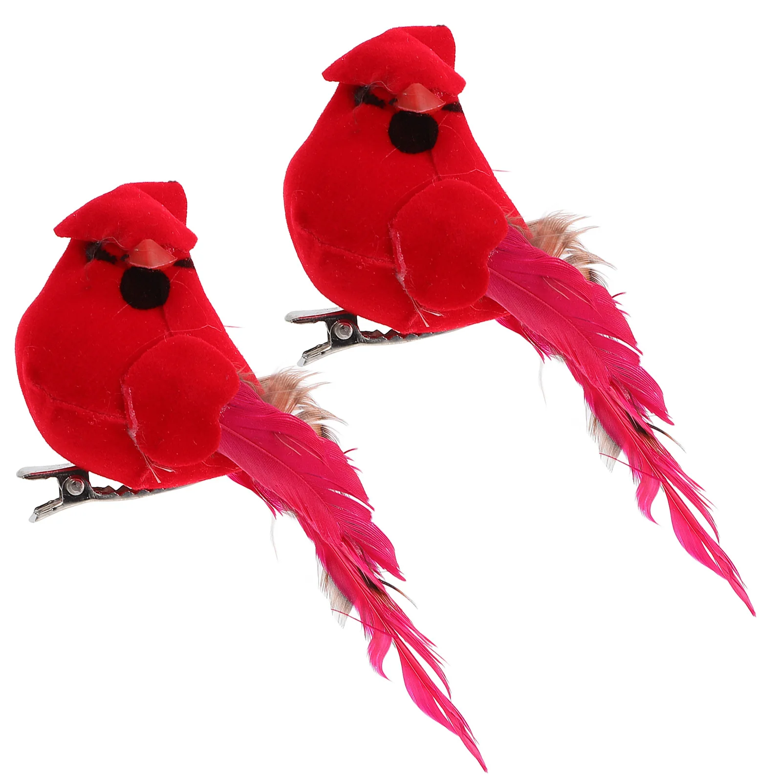 

2pcs Red Birds Ornament With Clip Lifelike Artificial Christmas Birds Decorative Bird Figurines For Xmas Tree Wreath Garland