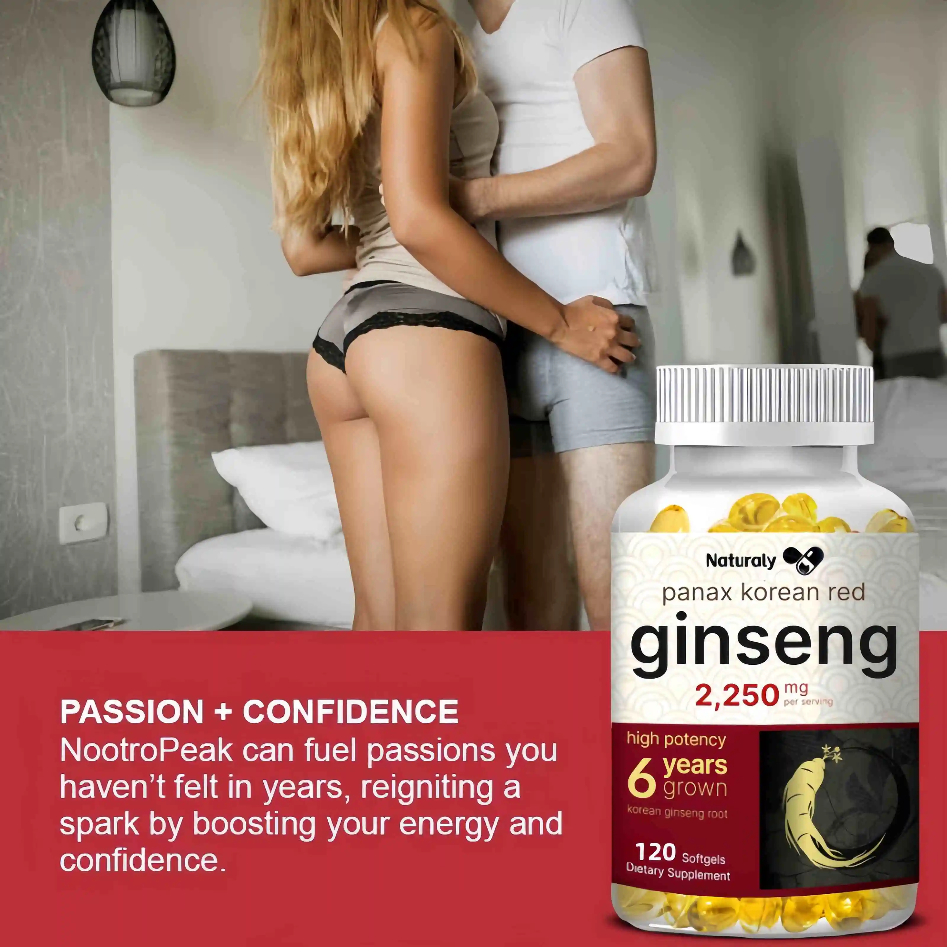 Natural Ginseng Supplement - Improves Vitality, Improves Energy Levels, Improves Exercise Endurance for Adult Men and Women