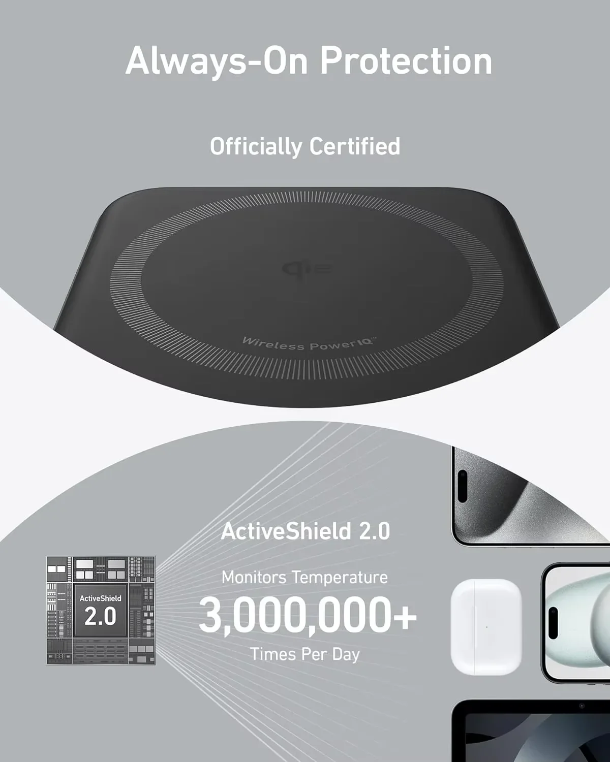 Tlf anker 15w maggo display led banco de potência portátil qi2 certificado carregamento ultra rápido 10000mah bateria com suporte dobrável