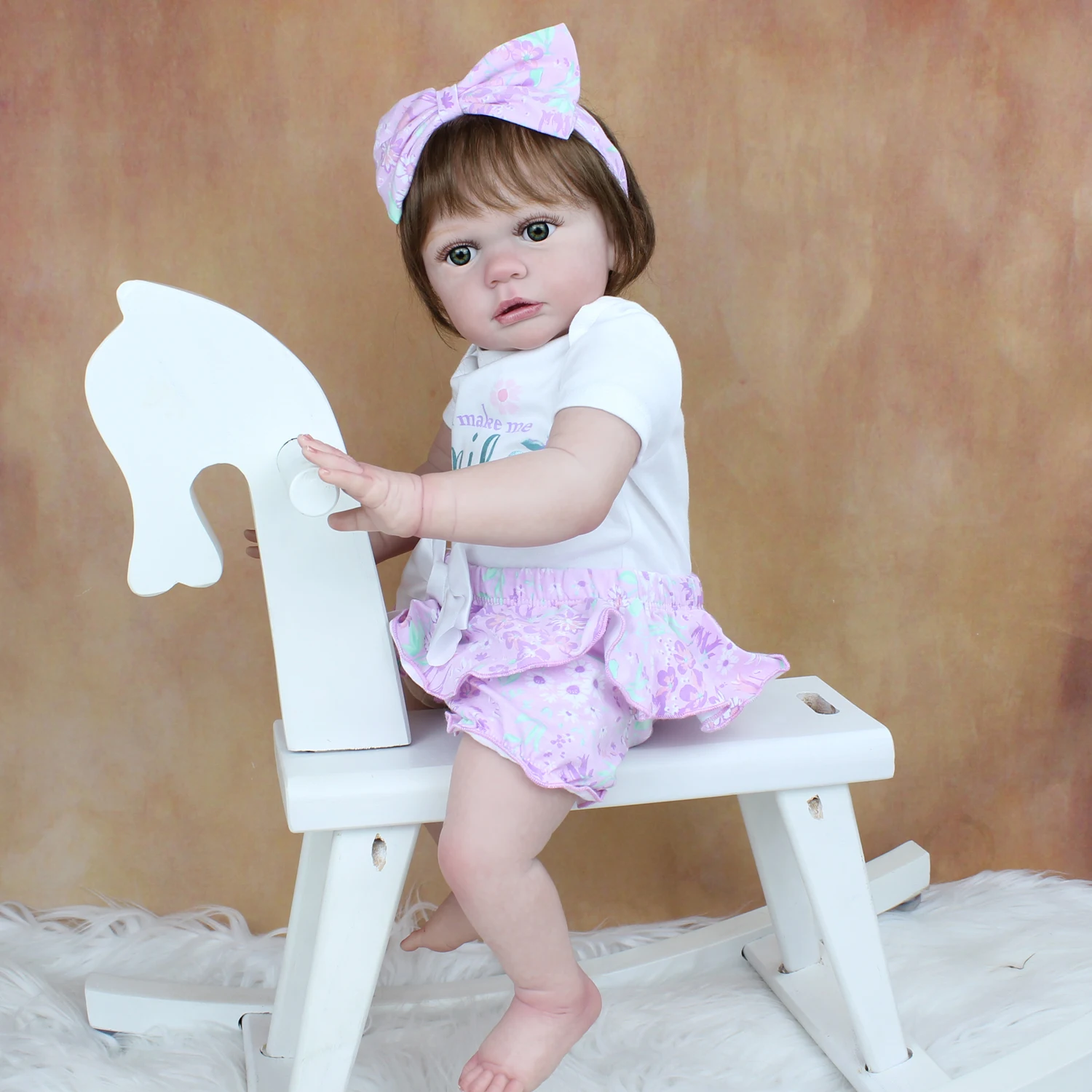 60 CM 3D-Paint Skin Soft Silicone Reborn Toddler Baby Doll For Girl Cloth Body Realistic Like Real Princess Alive Dress Up Bebe