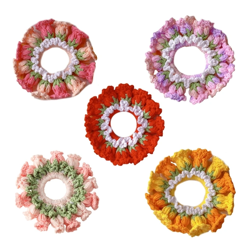 

Fashionable Elegant Styles Elastic Crochet Head Wrap Colorful Knitting Flower Hairband for Trendy Women Ladies NEW