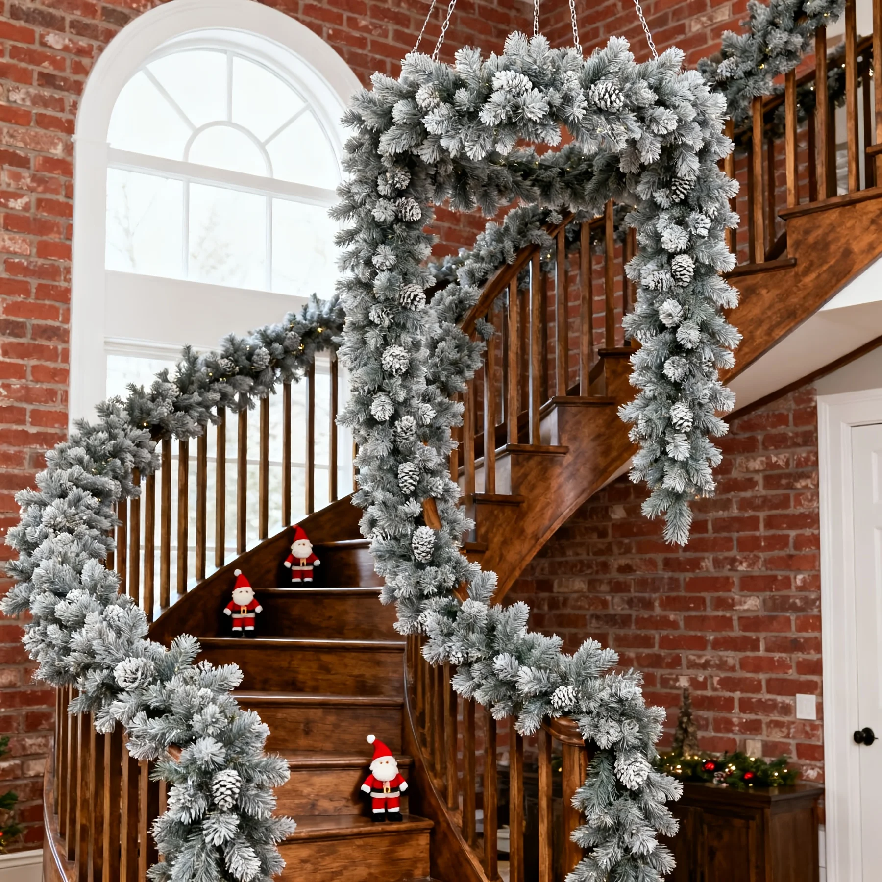 1 Stück Luxuriöse Schneebestäubte Tannengirlande Weihnachtsdekoration für Innen und Außen Feiertags-Hängedekoration Realistische Künstliche Winterpflanze – Detail 9