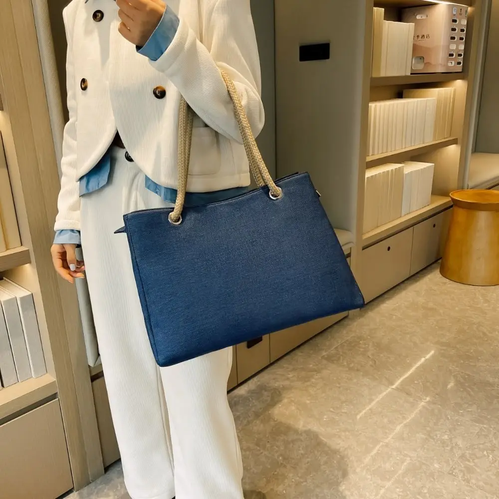 خمر سعة كبيرة بلون حقيبة يد حقيبة كتف حقيبة شاطئية الكتان حمل حقيبة سستة العرقية نمط Handba حقيبة التخزين