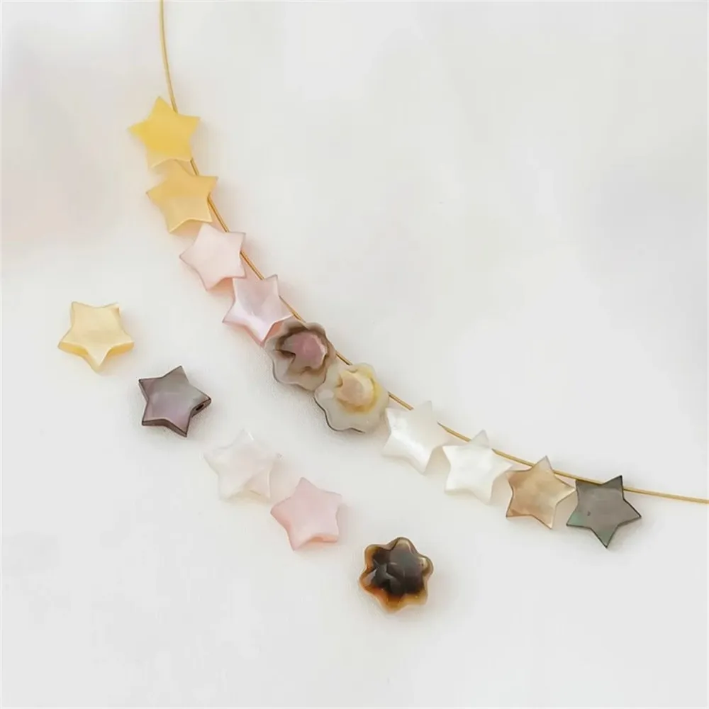 Natural Shells White Butterfly Shells Five-pointed Stars String Holes Spacer Beads DIY Handcrafted Loose Bead Accessory Material