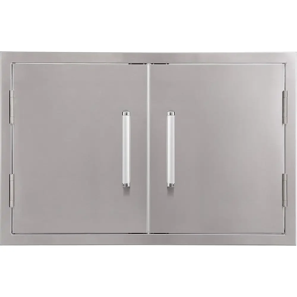 

Уличная кухня с двойной дверцей, 33x22 дюйма, гриль для барбекю из нержавеющей стали 304, серебристый