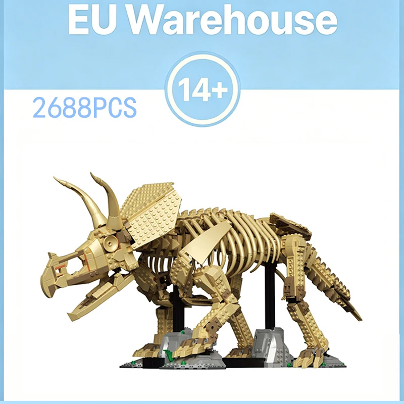 Ensemble de blocs de construction de dinosaures Triceratops, 2688 pièces, décoration de chambre, modèle de dinosaure en briques, cadeaux d'anniversaire et de Noël pour adultes