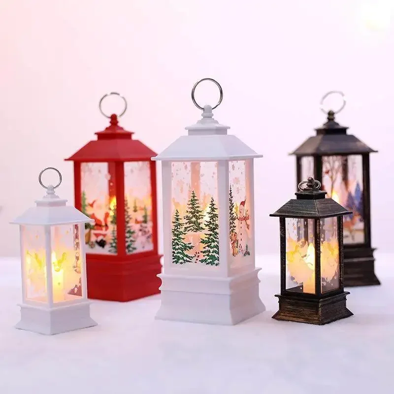 LED Night Lights Vintage Portable Oil Lamp Battery Powered Home Hanging Lanterns Child New Year Gift Christmas Party Decoration