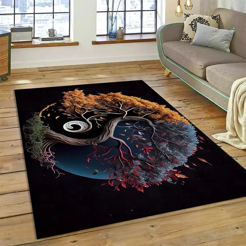 Alfombra 3D con diseño natural de Yin y Yang, inspirada en el Tai Chi chino, para la sala de estar, el dormitorio o como felpudo para el sofá; ideal como elemento decorativo y como alfombra antideslizante para la zona de juegos de los niños.