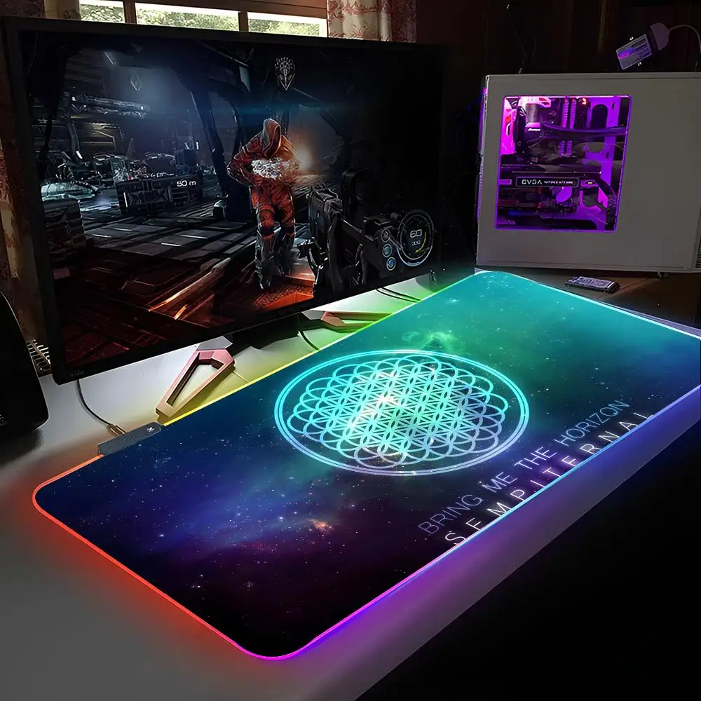 Bring Me The Horizons Mouse Pad RGB Backlit Mouse Pad Laptop Mouse Pad Laptop Gamer Computador Mesa Acessórios para jogos