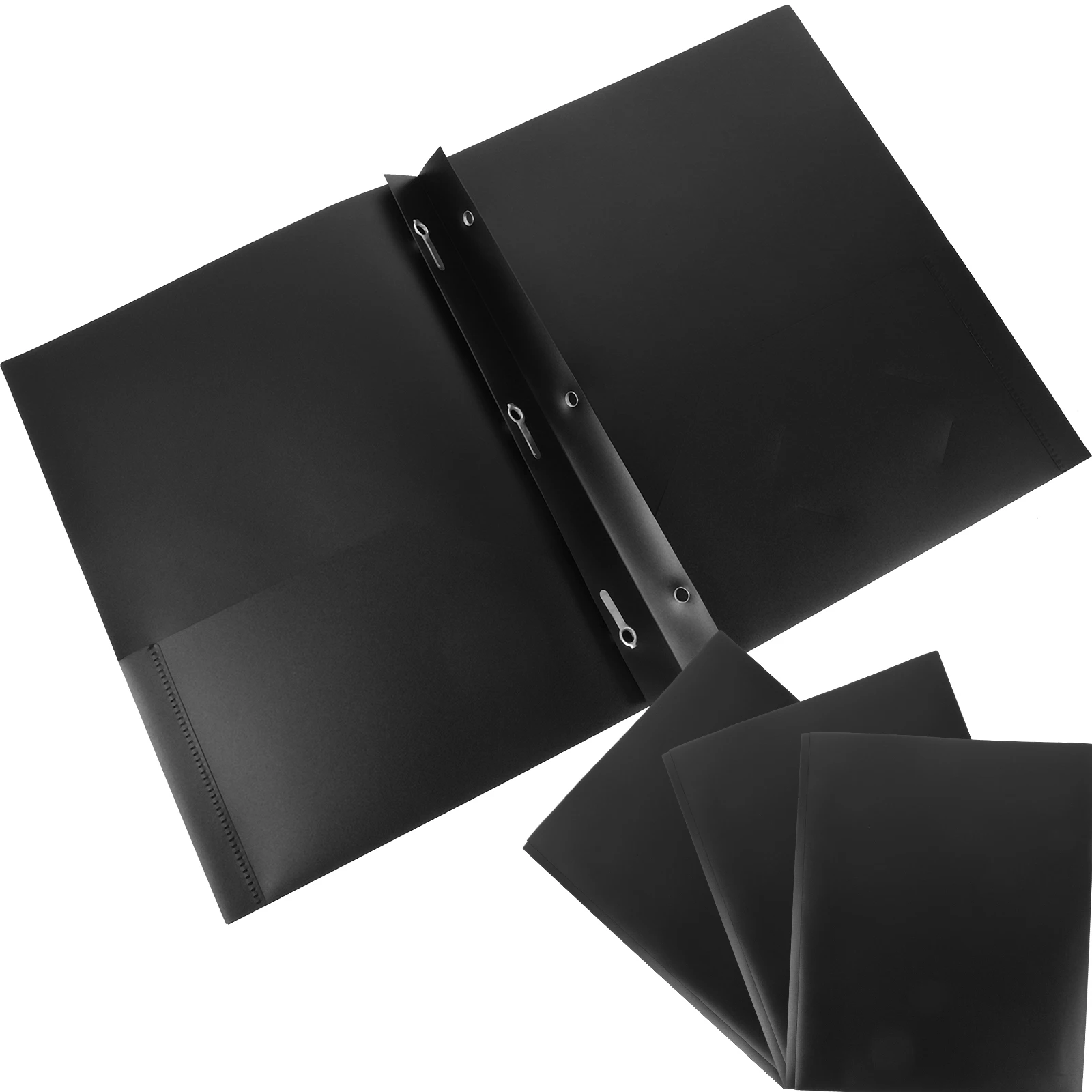 

4pcs Plastic File Folders Double Slots Document Organizer Black Office Supplies Paper Storage Folder Files Sorting Long Use