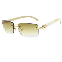Men's Big Face Sunglasses Horn Glasses Legs Fashion Trend Glasses Frame Brown Lenses Gafas De Sol Para Hombre Luxury Designer