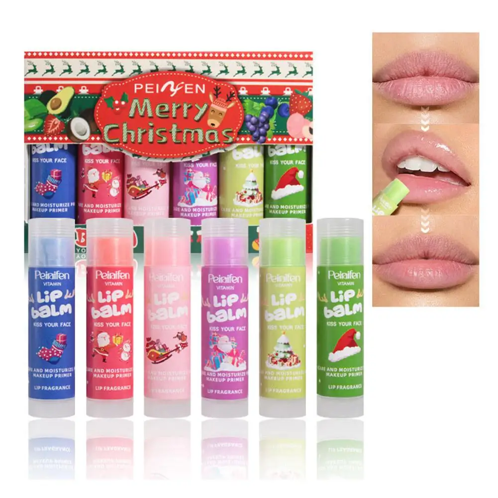 Juego de bálsamo labial con sabor a fruta, 6 uds., fórmula ultrahidratante e hidratante, maquillaje, cuidado de los labios, bálsamo de cuidado diario para mujeres y hombres