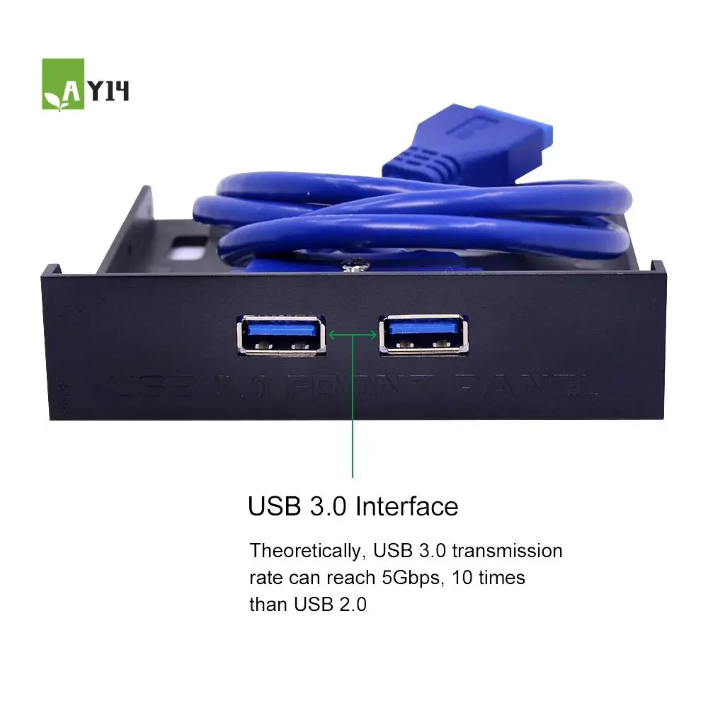AY14 -2 Ports USB 3.0 Front Panel Floppy Disk Bay 20 Pin USB3.0 Hub Expansion Cable Adapter Plastic Bracket For PC Desktop