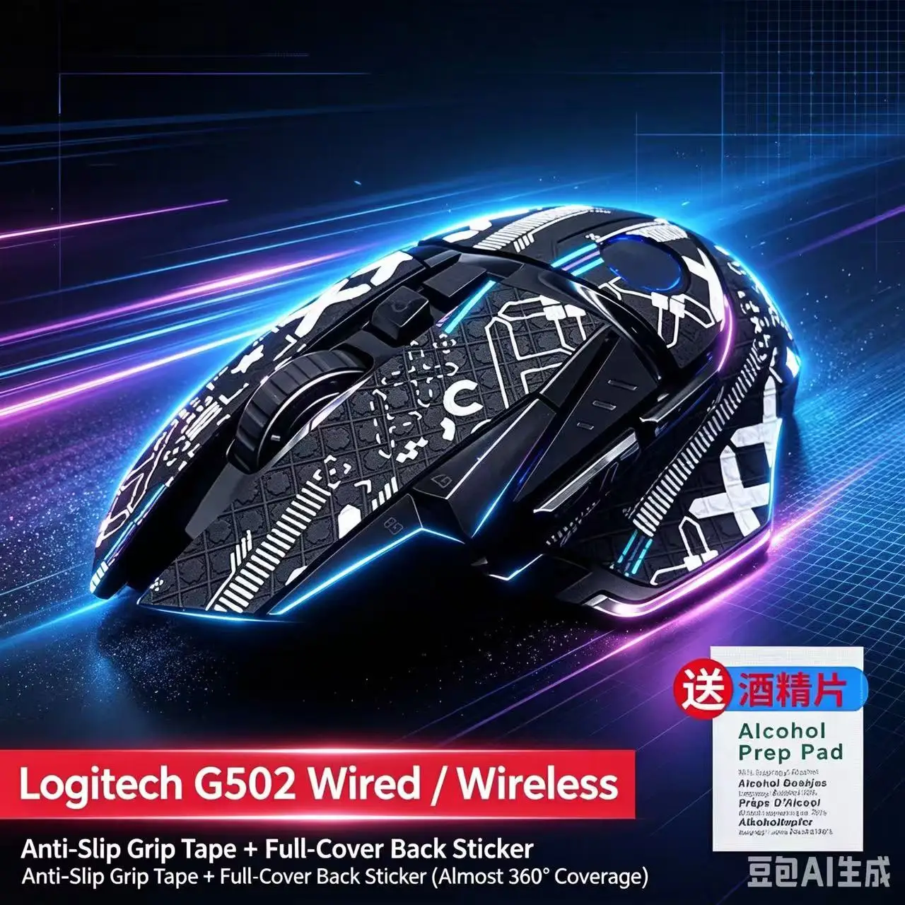 Ultra‑Thin Full‑Cover Mouse Grip Tape For Logitech G502 Hero Wired Wireless Sweat‑Absorbing Non‑Slip Side Skin