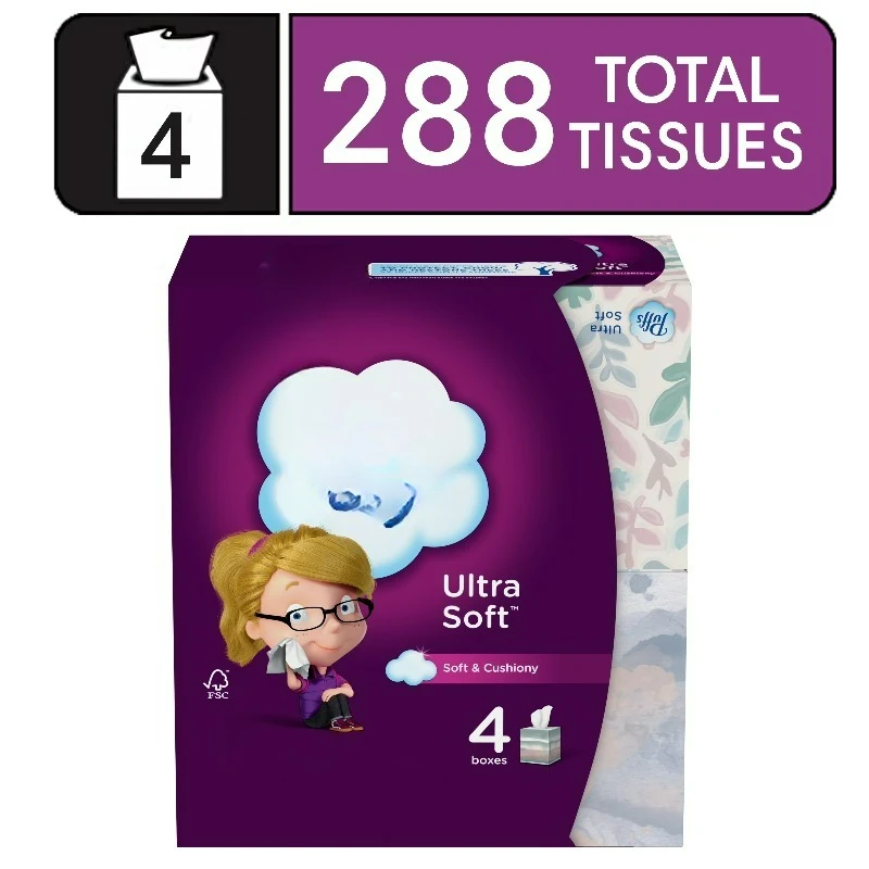 

Ultra Soft Facial Tissues, 4 Mega Cubes, 72 Facial Tissues Per Box