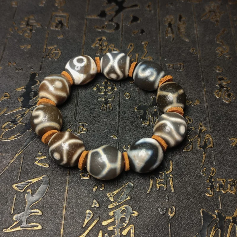 

Agate Tiger Tooth S Hook And Other Totem Duobao Beads Cowhide Spacer Bracelet