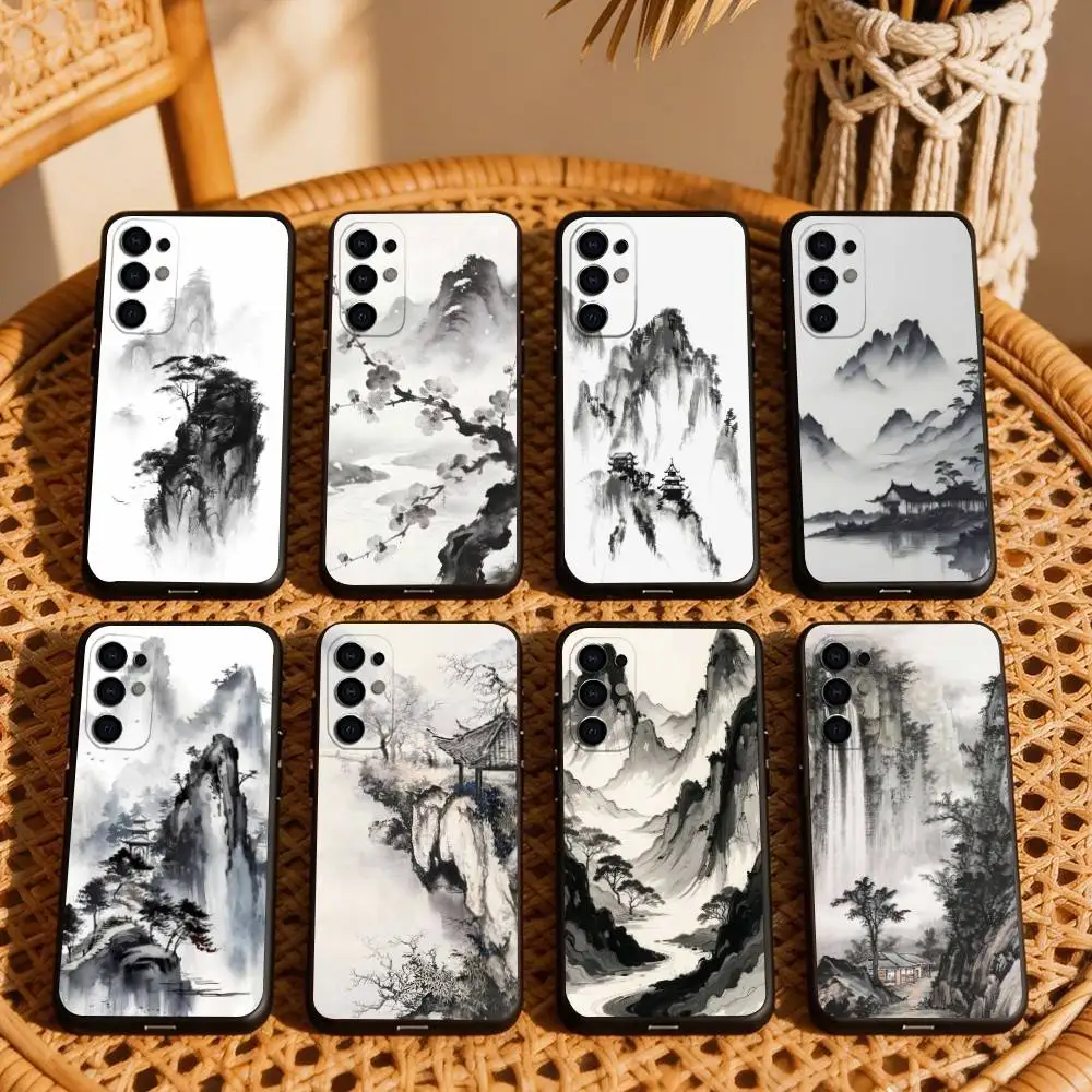I-Ink wash landscape painting  Phone Case For Samsung S25,S24,S21,S22,S23,S30,Ultra,S20,Plus,Fe,Lite,Note,10,Black Cover