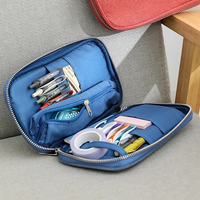 Japanese KOKUYO Pencil Case Student with Large Capacity Pencil Box Vintage Stationery Bag Cosmetic Bag School Supplies