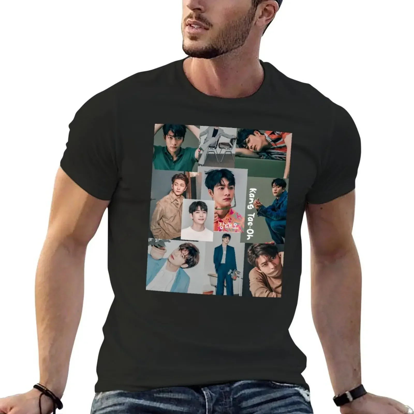 kang tae-oh photo collage T-Shirt new edition customs fruit of the loom mens t shirts