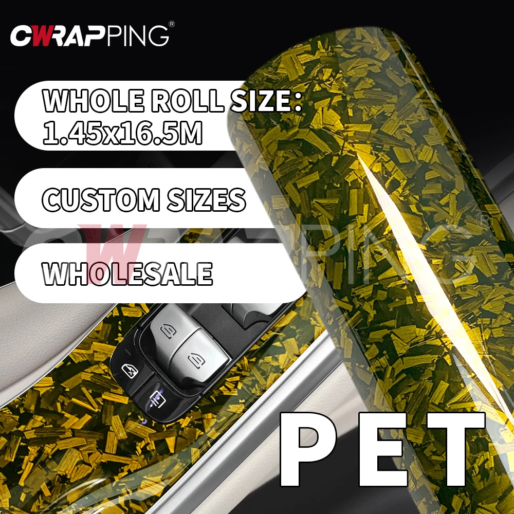 

Carbon Fiber Wrap PET Film Wrapping Gold Sticker for Car Adhesive Vinyl for Motorcycle Glossy Waterproof 145cmx200cm Roof Cover