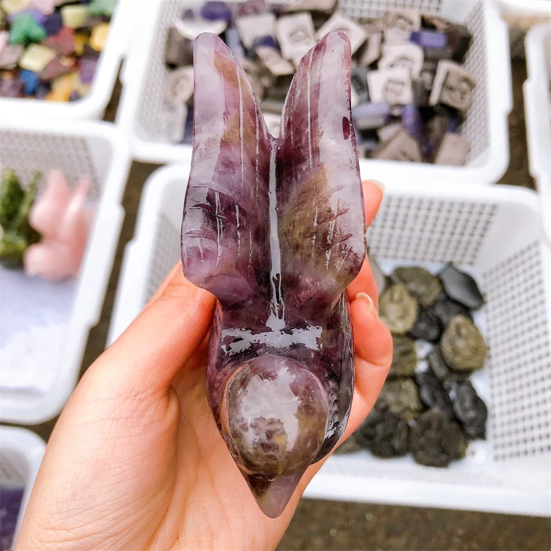 Nartural Dream Amethyst Bird Animal Carving Healing Lucky Landscape Home office Decoration Gift 1pcs