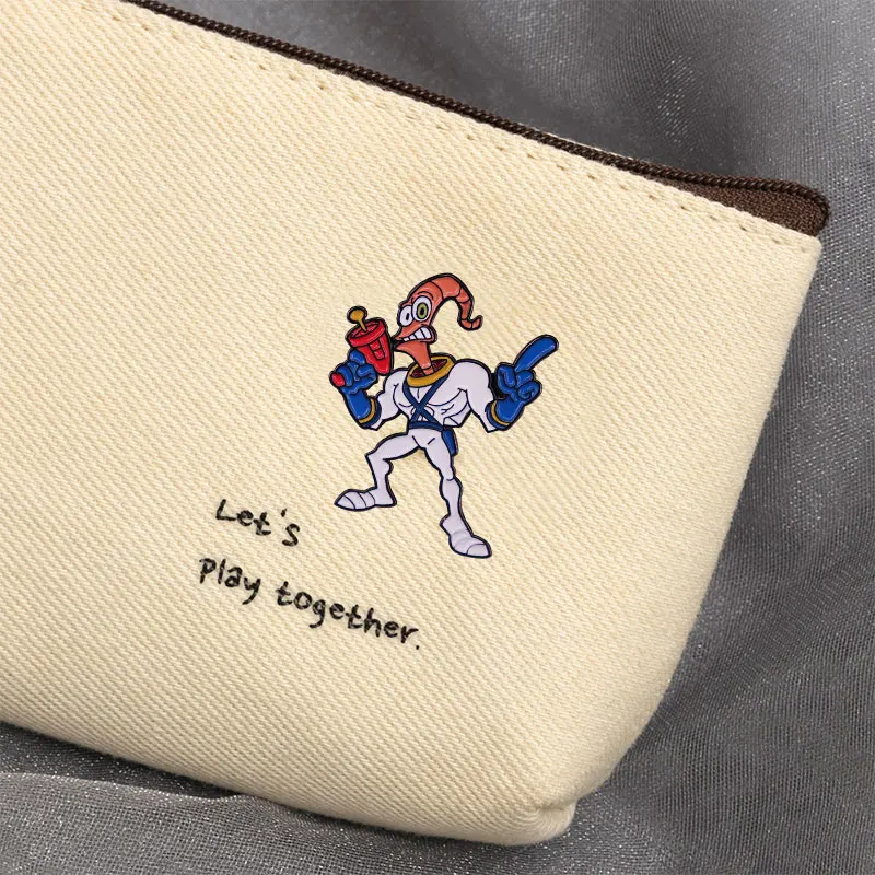 Retro Game Earth Worm Jim Enamel Pin Cartoon Badge Brooch Gift Backpack Decoration Jewelry view 6