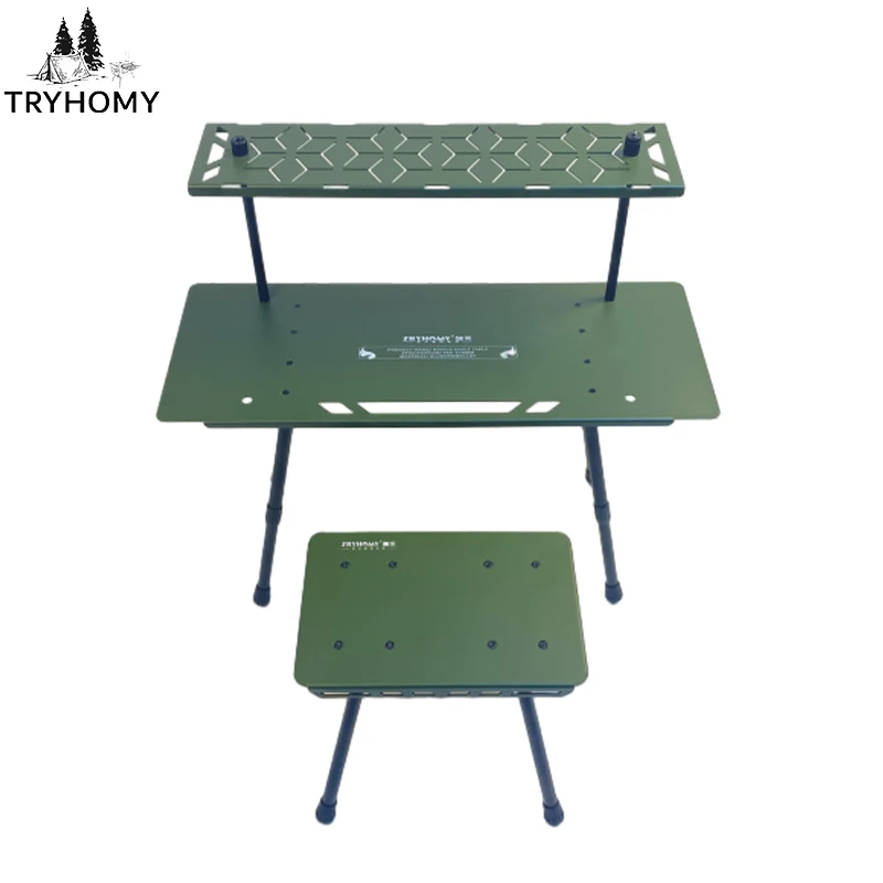 

Tryhomy Camping Shelf Table Combination Lightweight Aluminum Alloy Solid Camping Table Portable Ourdoor Solo Side Table