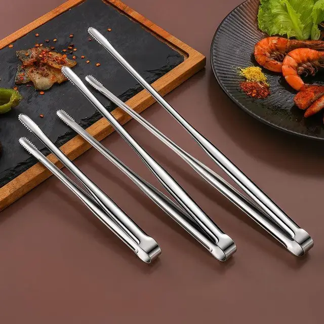1pc novo aço inoxidável grill pinças utensílios de cozinha para churrasco cozimento prata acessórios cozinha suprimentos acampamento